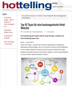 Artikel Hottelling: Top 10 Tipps für eine buchungsstarke Hotel Website
